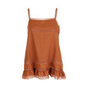 NWT Gold Hawk Lilli Linen Babydoll Cami Tank Top In Tobacco Orange Size Small